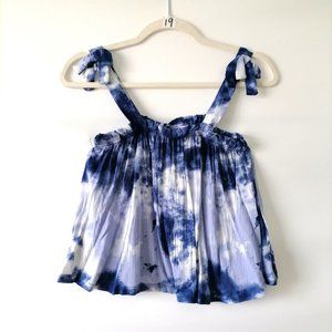Self Esteem Girls Blue White Sleeveless Square Neck Tie Dye Tank Top Size L